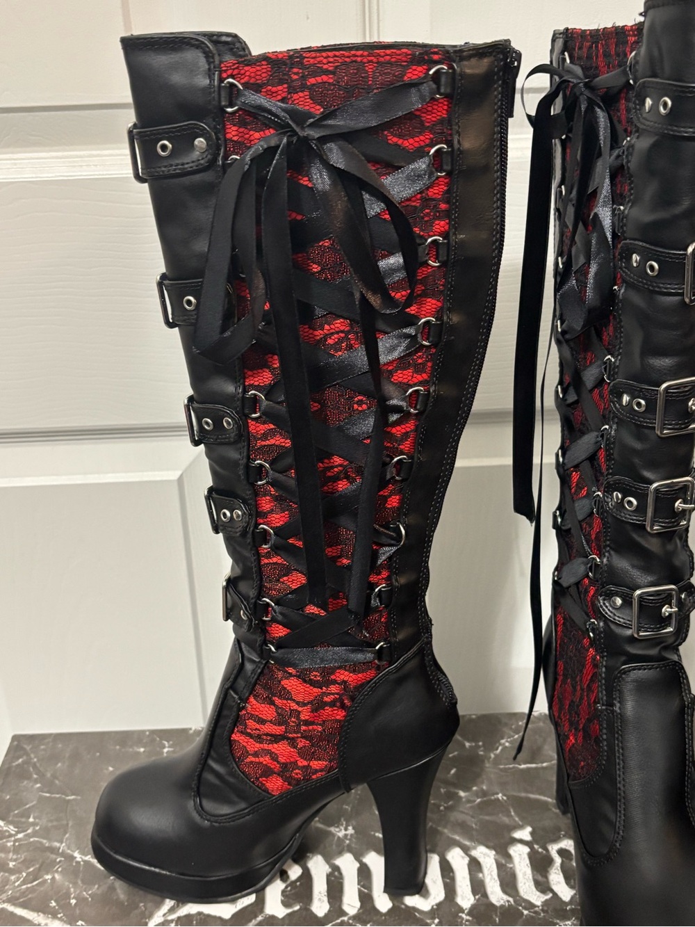 NIB Demonia Crypto-106 Lace Renaissance Boots - Picture 2 of 9